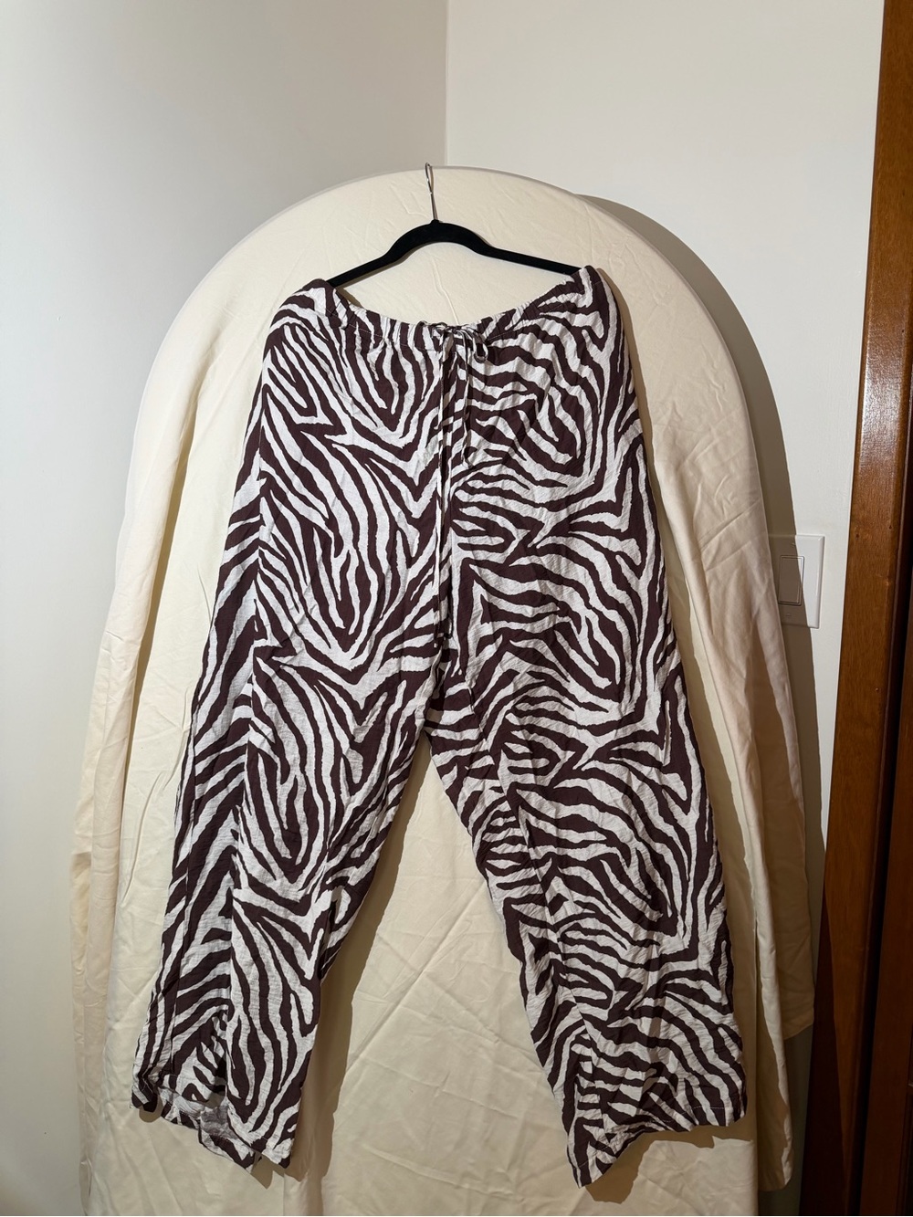 SHEIN Brown & White Zebra-Print Wide-Leg Pants